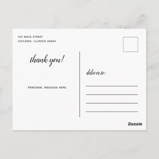 Brosse Script Merci carte postale / Blanc (Dos)