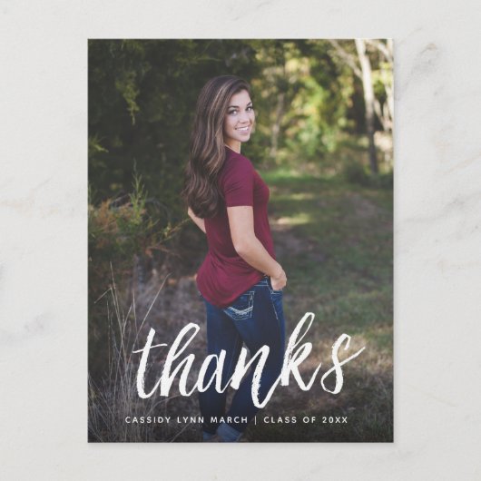 Brosse Script Merci carte postale / Blanc (Devant)