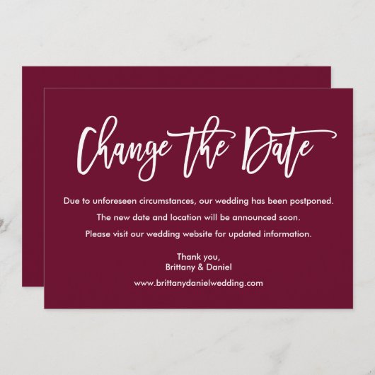 Brosse Script Modifier La Carte Date Bourgogne (Devant / Derrière)