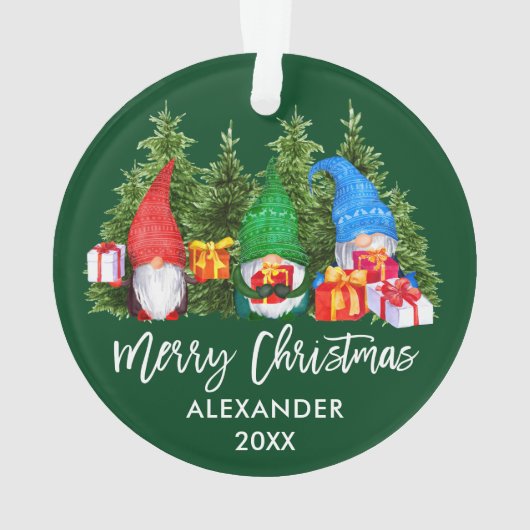 Brosse Script Noël Aquarelle Gnomes Vert (dos)