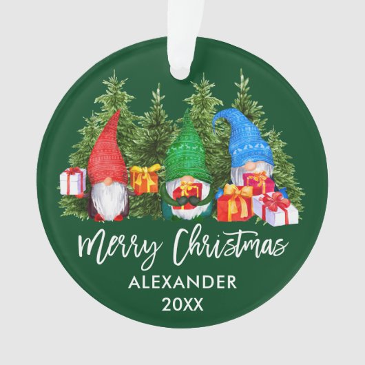 Brosse Script Noël Aquarelle Gnomes Vert (devant)