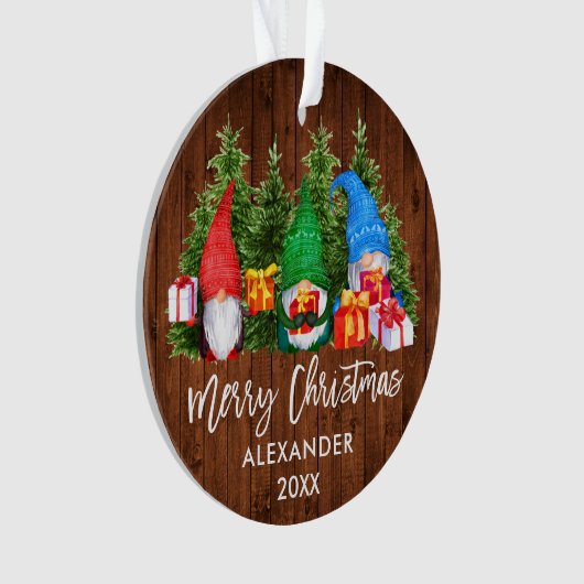 Brosse Script Noël Bois Aquarelle Gnomes (devant)