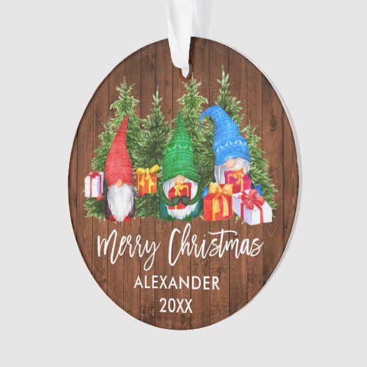 Brosse Script Noël Bois Aquarelle Gnomes (devant)