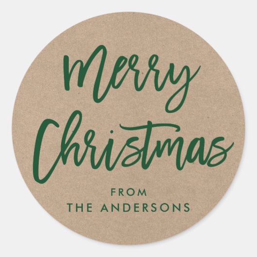 Brosse Script Sticker cadeau Kraft Green (Devant)