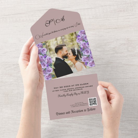 Brossé Superposition florale Tout en un Invitation (Déchirure)