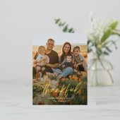Brossé Thankful Foil Photo Carte postale Thanksgiv (Debout devant)