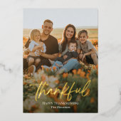 Brossé Thankful Foil Thanksgiving Carte photo (Recto)