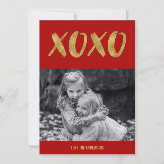 Brossé XOXO Gold Foil Valentin Carte photo (Devant)