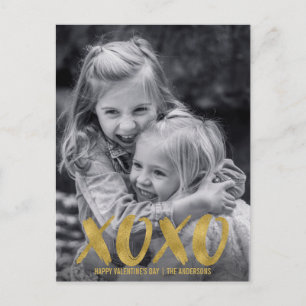 Brossé XOXO Gold Foil Valentine carte postale phot