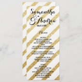 Brosses modernes or rayures menu mariage (Devant / Derrière)