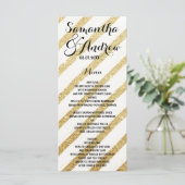 Brosses modernes or rayures menu mariage (Debout devant)