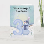 Brother 3rd Birthday Snowman Snowy Three Kaart (Voorkant)