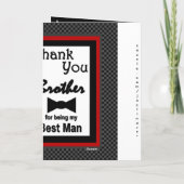 BROTHER Beste Man Trouwen Dank u met Bow Stropdas Bedankkaart (Achterkant)
