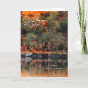 Brother en zijn Partner Thanksgiving Autumn Lake Feestdagen Kaart