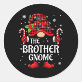 Brother Gnome Matching Christmas Pjs For Family Ronde Sticker (Voorkant)