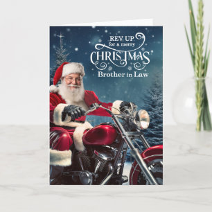 Brother in Law Biker Santa Christmas Winter Pines Feestdagen Kaart