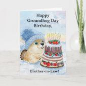 Brother in Law Happy Groundhog Day Birthday Kaart (Voorkant)