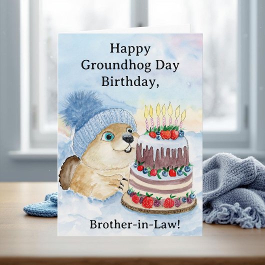 Brother in Law Happy Groundhog Day Birthday Kaart