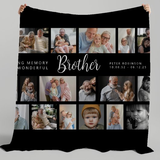 Brother Memorial 18 Photo Collage Fleece Deken