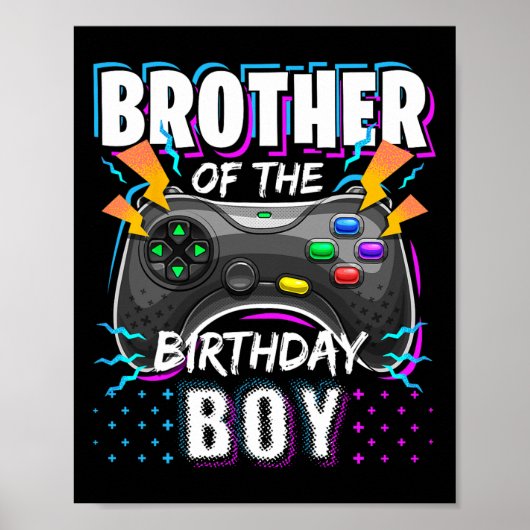 Brother Of The Birthday Boy Matching Video Game Bi Poster (Voorkant)