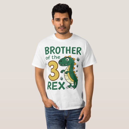 Brother of the Three-Rex Dinosaur Birthday Party T-shirt (Voorkant volledig)