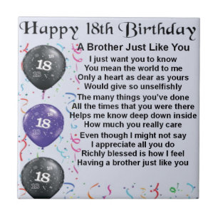 Brother Poem 18th Birthday Tegeltje