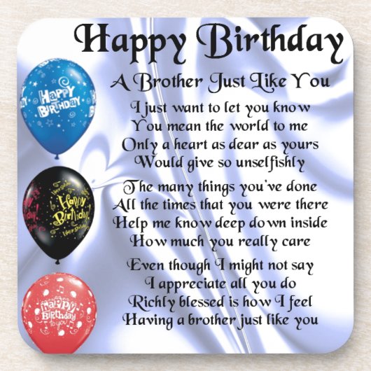 Brother Poem Happy Birthday Bier Onderzetter (Voorkant)