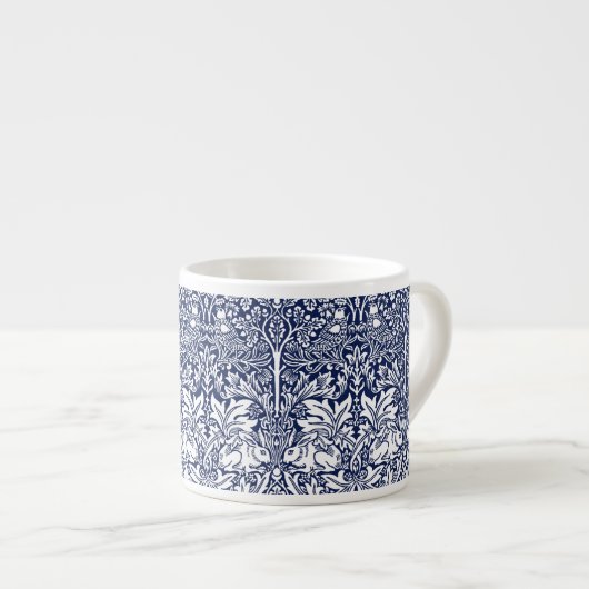 Brother Rabbit Navy Blue Pattern William Morris Espresso Kop (Voorkant rechts)