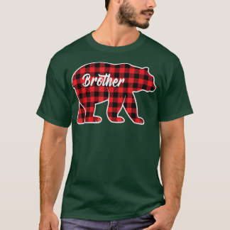 Brother Red Plaid Bear Family Son Kid Matching Paj T-shirt