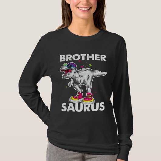 Brother Saurus  Boys Rex Bday Party Dinosaur T-shirt (Voorkant)