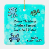 Brother Shark Family Kerstversiering Keramisch Ornament (Achterkant)