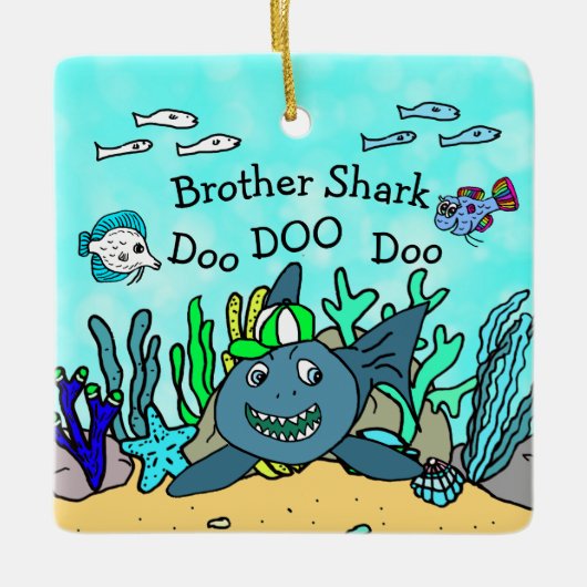 Brother Shark Family Kerstversiering Keramisch Ornament (Voorkant)