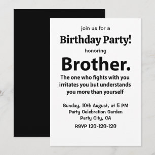 Brother Typografie Verjaardagsfeest Broer Kaart