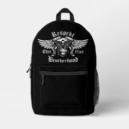Brotherhood Biker Motorrad Ehre Respekt Rucksack Bedrukte Rugzak