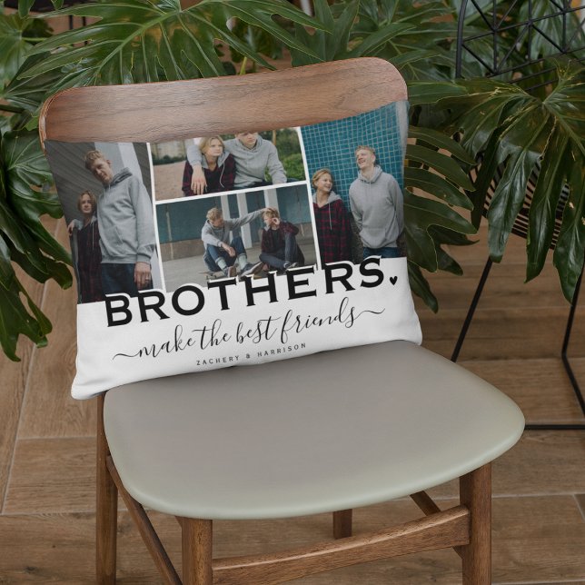 BROTHERS Citaat & Foto Collage Gift Accent Kussen (Creator heeft geüpload)