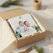 Brothers eerste kerstfeest Rustic Trees 2 Foto's Keramisch Ornament