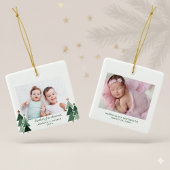 Brothers eerste kerstfeest Rustic Trees 2 Foto's Keramisch Ornament