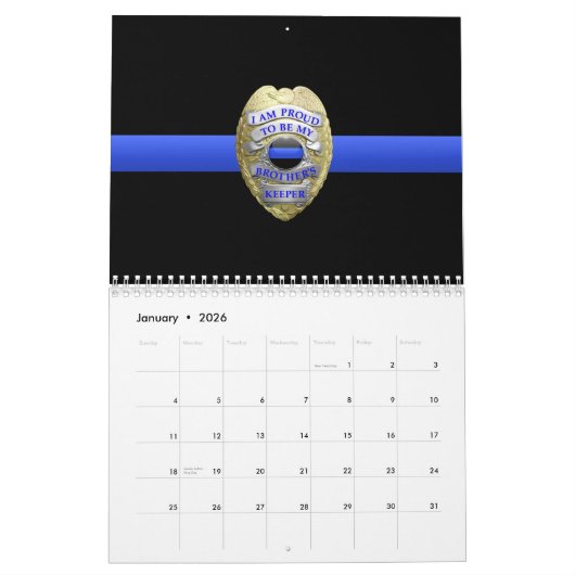 Brothers Keeper Badge Mince Ligne Bleue Calendrier (Jan 2026)
