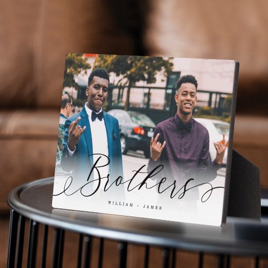Brothers Script Gift for Brothers Photo Keepomwill Fotoplaat