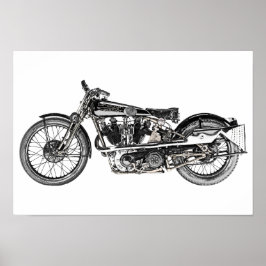  Brough Superior Motorcycle Pencil Tekening Poster