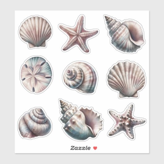 Brouillard Divers Stickers Sea Shell - ensemble 9 (Feuille)