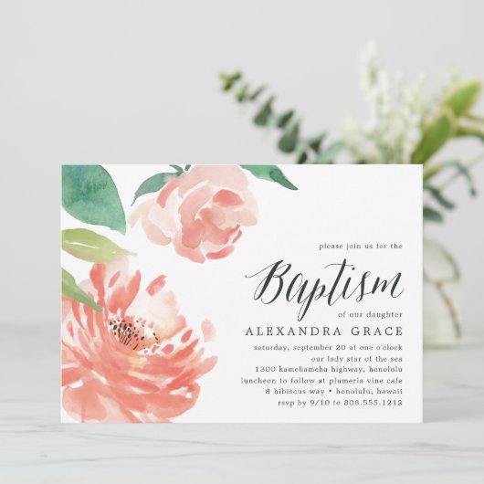 Brouillard Peony | Invitation au baptême (Debout devant)