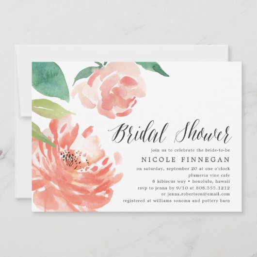 Brouillard Peony | Invitation de douche nuptiale (Devant)