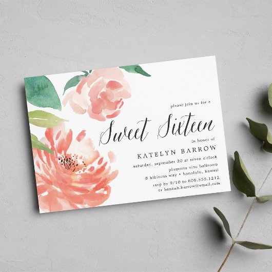 Brouillard Peony | Invitation Sweet sixteen