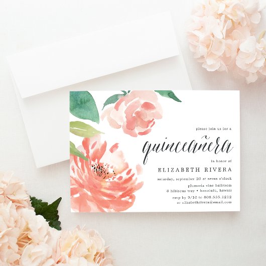 Brouillard Peony | Quinceanera Invitation