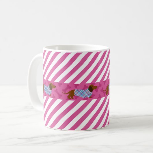 Brouillard rose Dachshund Mug (Devant gauche)