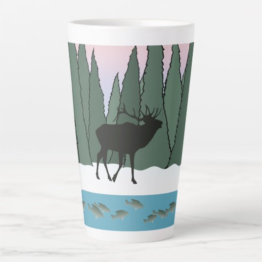 Brouillards élans et tasse de latte de poisson (Devant)