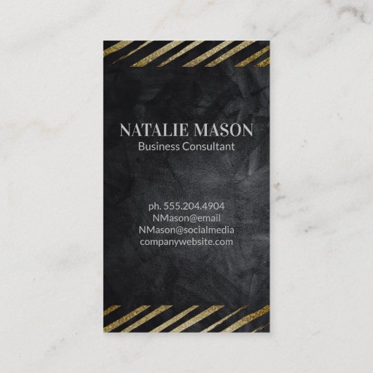 Brouillé | Carte de visite de texture noire (Dos)