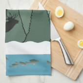 Brouillonnerie Elk et Poisson serviette de cuisine (Quart Plié)