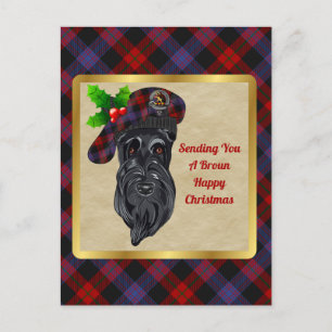 Broun/Brown Clan Badge & Tartan Kerstmis Briefkaart